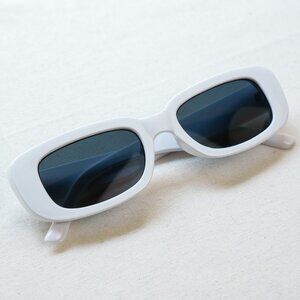 y2k rectangle retro style White Frame, Dark Lens frame sunglasses